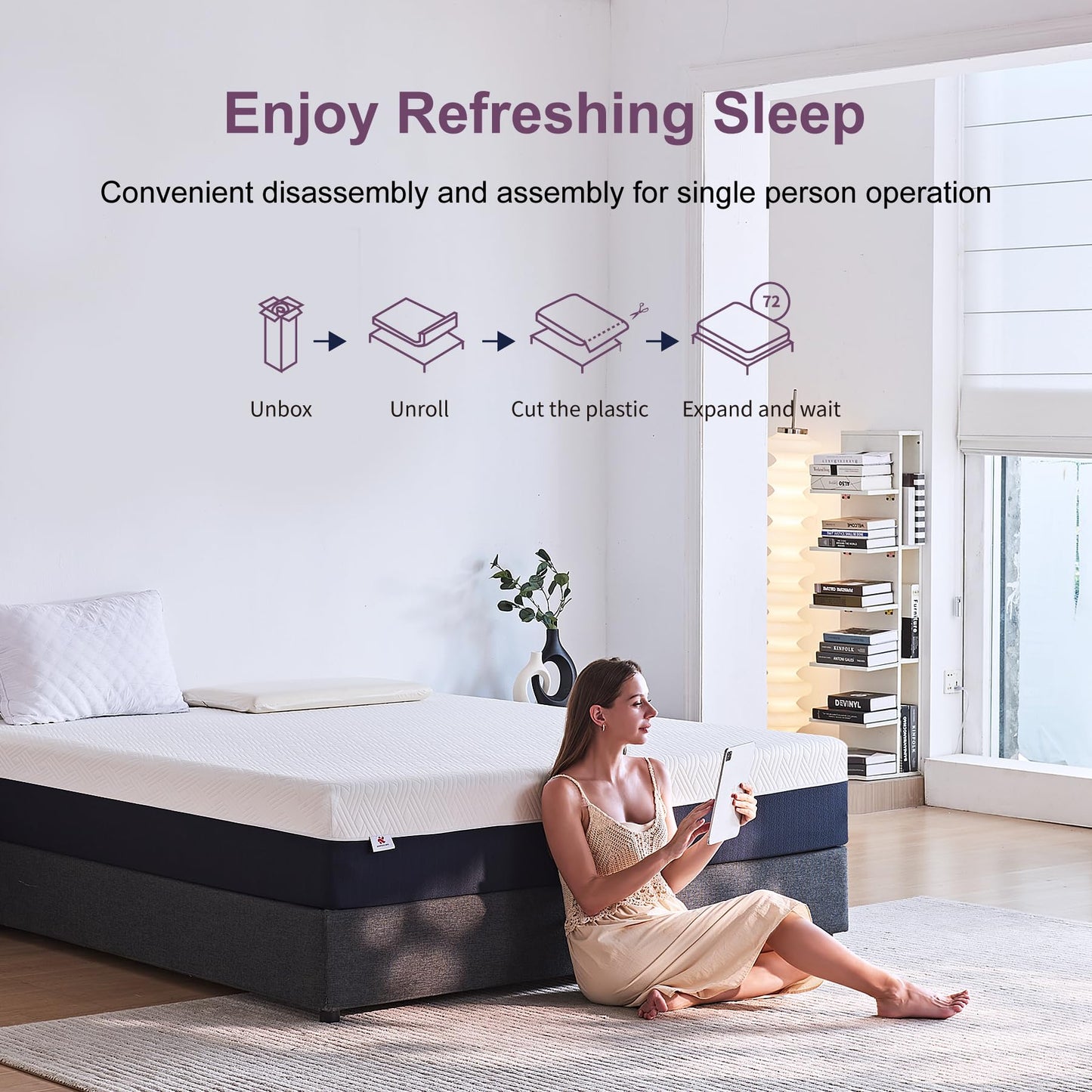 Queen Mattress, 10 Inch Gel Memory Foam Bed in a Box, Medium Firm for Cool Sleep, Pressure Relief & CertiPUR-US Certified