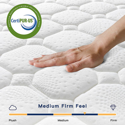 12 Inch California King Hybrid Mattress | Memory Foam with Pocket Springs | Ergonomic Medium Firm Design | White