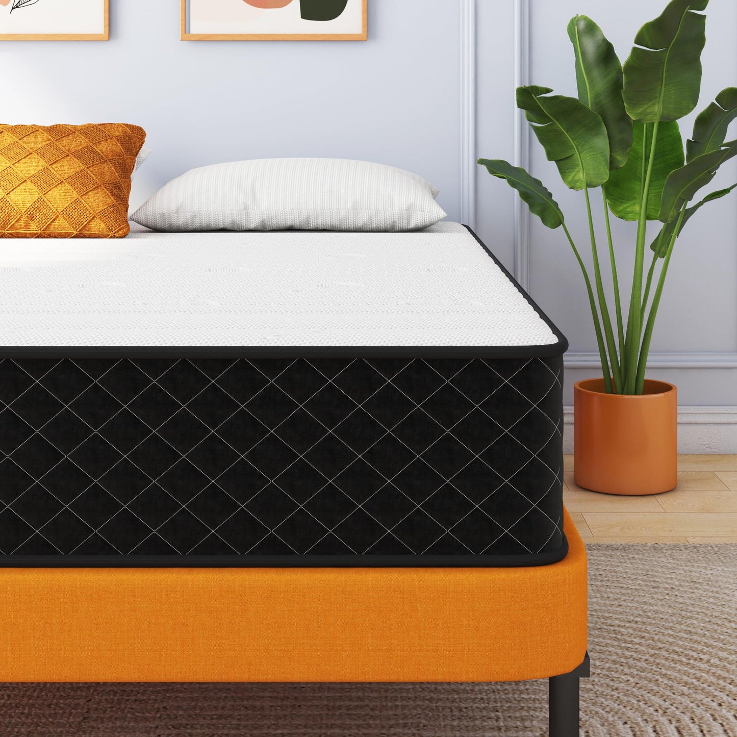 12 Inch Queen Hybrid Mattress | Memory Foam with Pocket Springs | Pressure Relief | Fiberglass Free