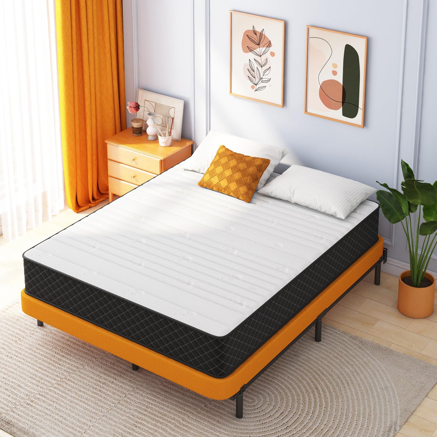 12 Inch Queen Hybrid Mattress | Memory Foam with Pocket Springs | Pressure Relief | Fiberglass Free
