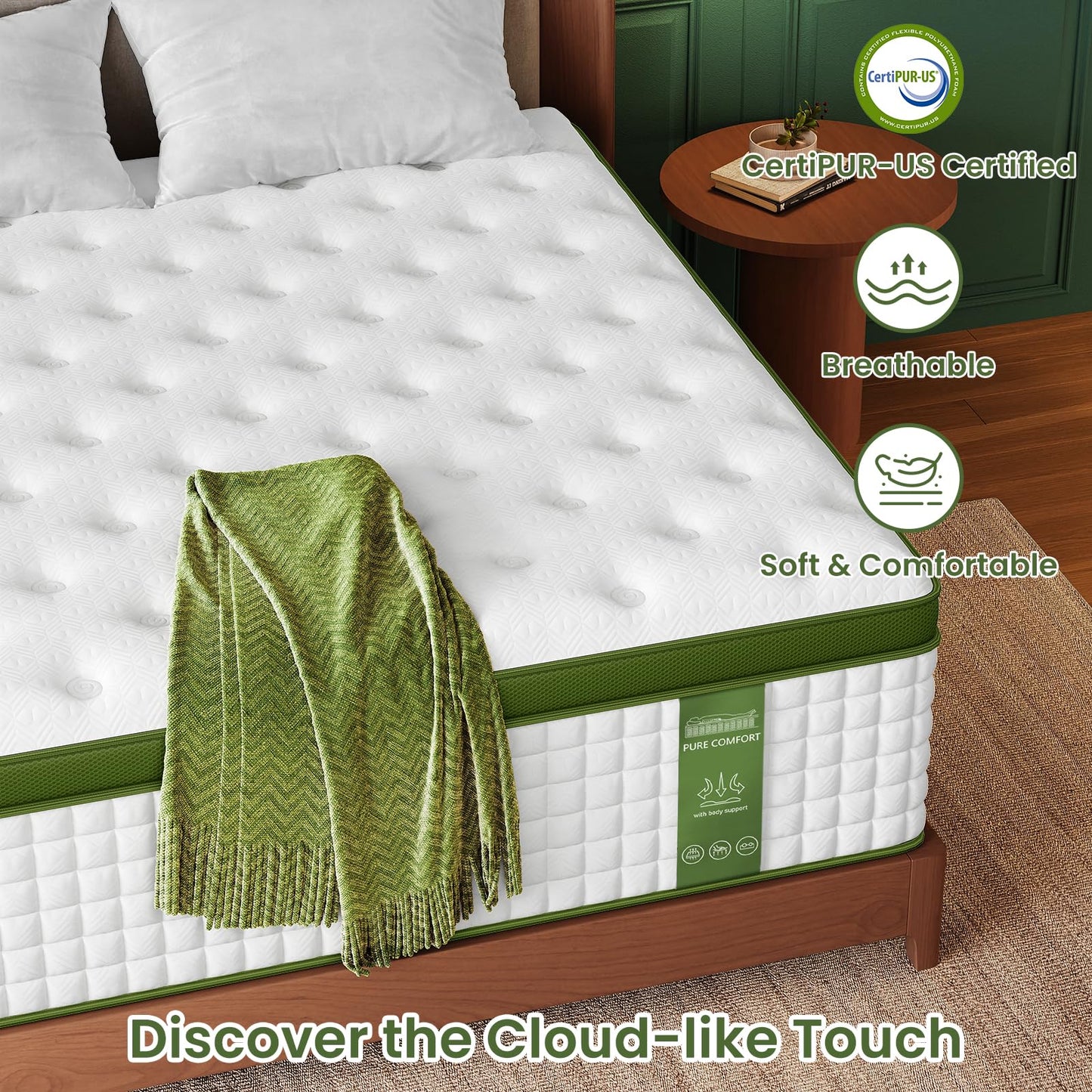 ZINUS 12 Inch Green Tea Essential Memory Foam Mattress, King, Medium Feel, Fiberglass-Free, Breathable Airflow Foam, Certified Safe, Mattress in a Box