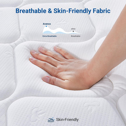 10 Inch Queen Size Hybrid Mattress in a Box, Comfort Foam & Pocket Coils for Pressure Relief & Motion Isolation