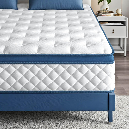 10 Inch Twin Size Hybrid Mattress in a Box, Medium Firm Memory Foam Bed with Pocket Springs, Pressure Relief, Motion Isolation & Edge Support, CertiPUR-US Certified
