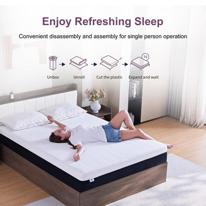 Full Mattress, 10 Inch Gel Memory Foam Bed in a Box, Medium Firm for Cool Sleep, Pressure Relief & CertiPUR-US Certified