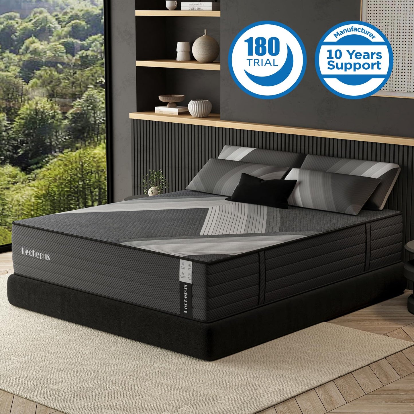 14 Inch Twin Hybrid Mattress | Extra Firm Gel Memory Foam | Flippable Dual Side, Lumbar & Hip Support | Fiberglass Free, CertiPUR-US Certified