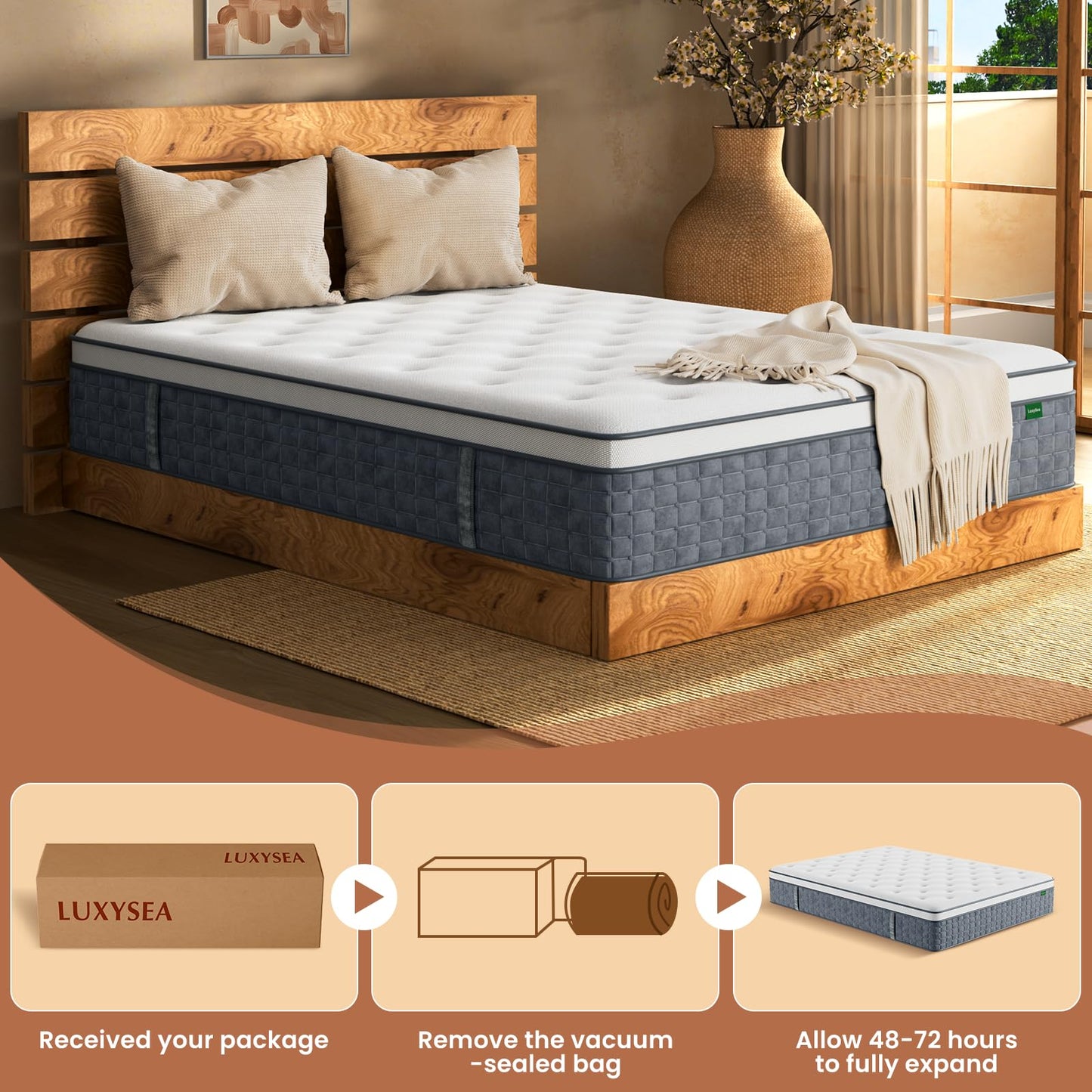 12 Inch Full Size Hybrid Memory Foam Mattress in a Box, Pocket Springs for Motion Isolation & Silent Sleep, Medium Firm Bed with Pressure Relief
