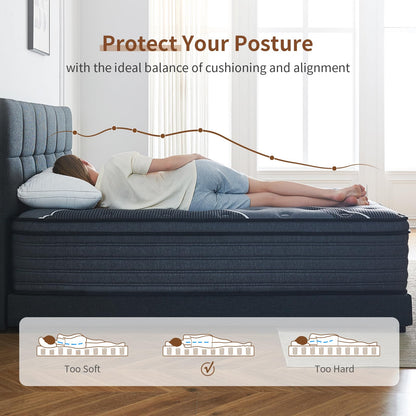 12 Inch Full Hybrid Mattress | Medium Firm Memory Foam with Pocket Springs | Pressure Relief | CertiPUR-US Certified