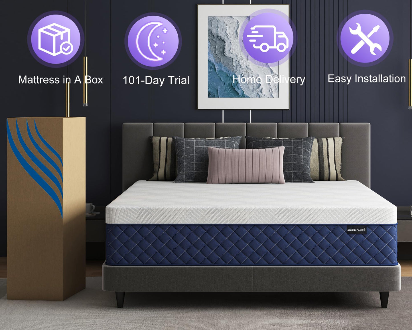 10 Inch Queen Size Hybrid Mattress in a Box, Memory Foam & Pocket Springs, Breathable Bed for Comfort, Support & Pressure Relief, CertiPUR-US, 60" × 80"