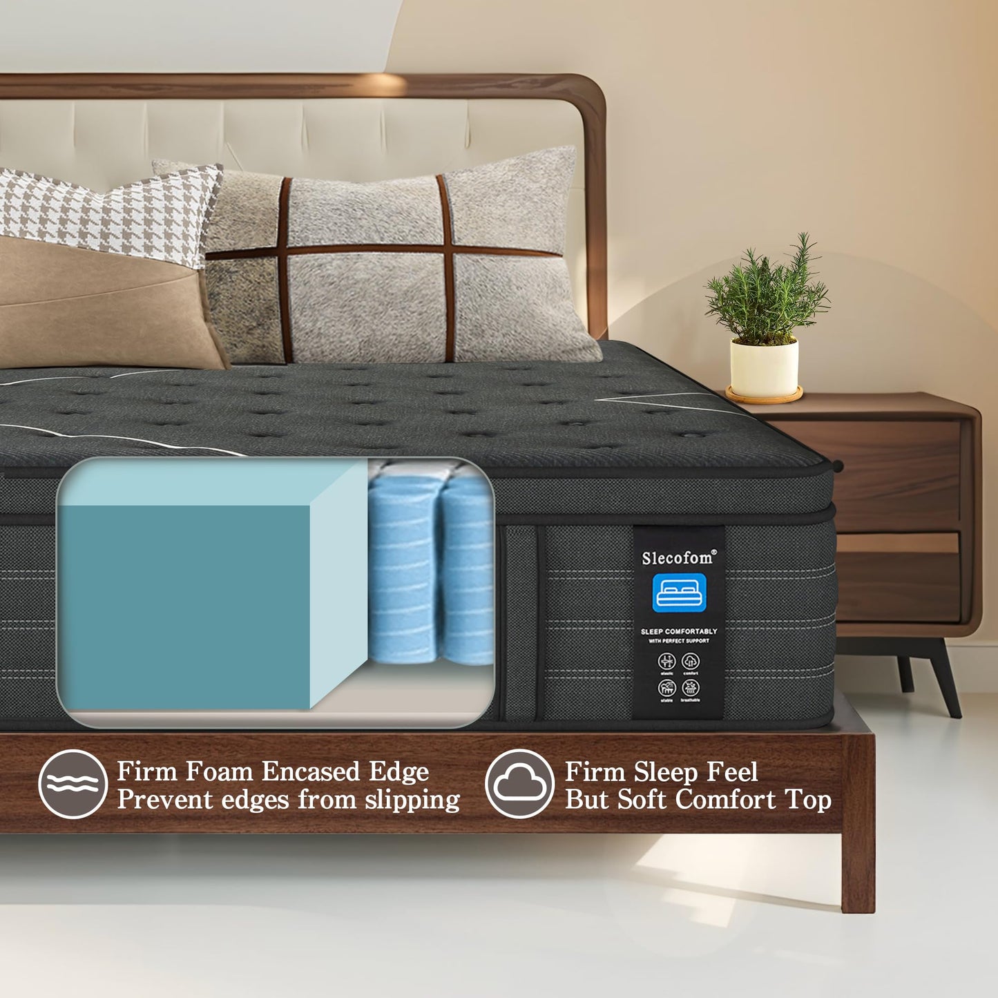14 Inch King Hybrid Mattress | Extra Firm Gel Memory Foam | Flippable Dual Side, Lumbar & Hip Support | Fiberglass Free, CertiPUR-US Certified
