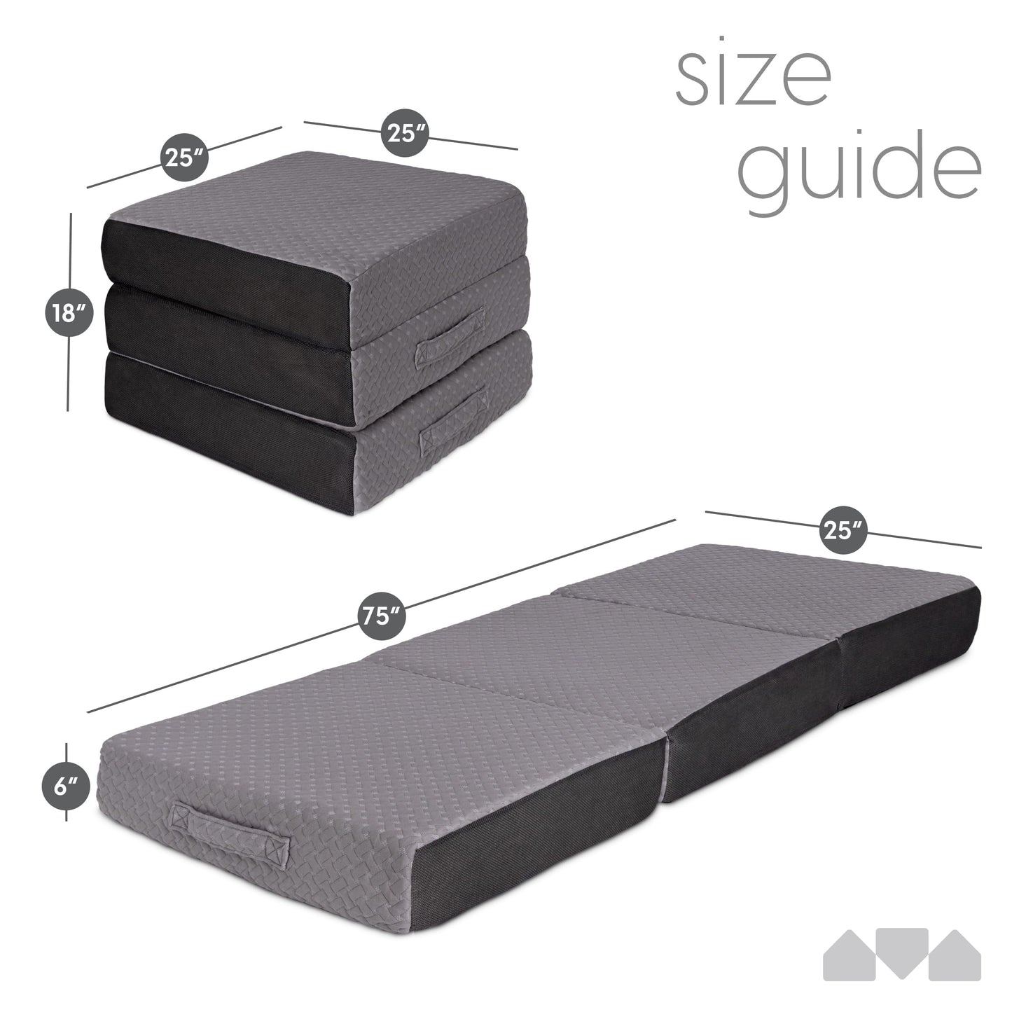 6 Inch Single Size Trifold Memory Foam Mattress, Portable & Foldable with Washable Cover, Guest Bed for Floor, RV, Travel, Camping & Sleepovers, 75" × 25"