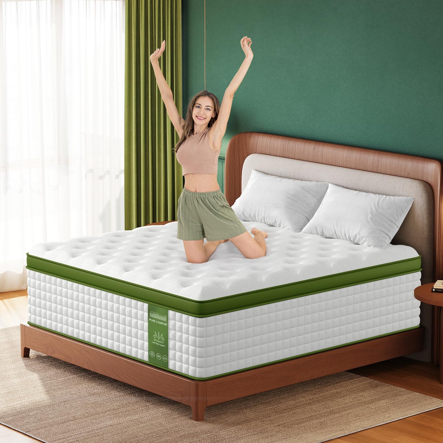 ZINUS 12 Inch Green Tea Essential Memory Foam Mattress, King, Medium Feel, Fiberglass-Free, Breathable Airflow Foam, Certified Safe, Mattress in a Box