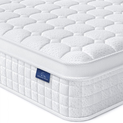 12 Inch California King Hybrid Mattress | Memory Foam with Pocket Springs | Ergonomic Medium Firm Design | White