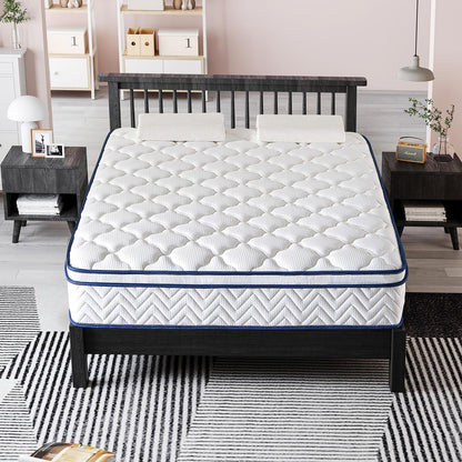 12 Inch Full Size Hybrid Mattress in a Box, Memory Foam & Individually Wrapped Pocket Coils, Medium Firm Bed for Pressure Relief, CertiPUR-US Certified, Fiberglass-Free, 54" × 75"
