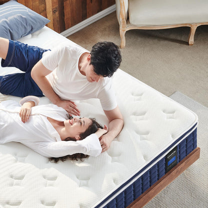 12 Inch Queen Size Hybrid Mattress in a Box, Supportive Foam & Pocket Springs, Medium Firm Bed for Cooler Sleep & Motion Isolation