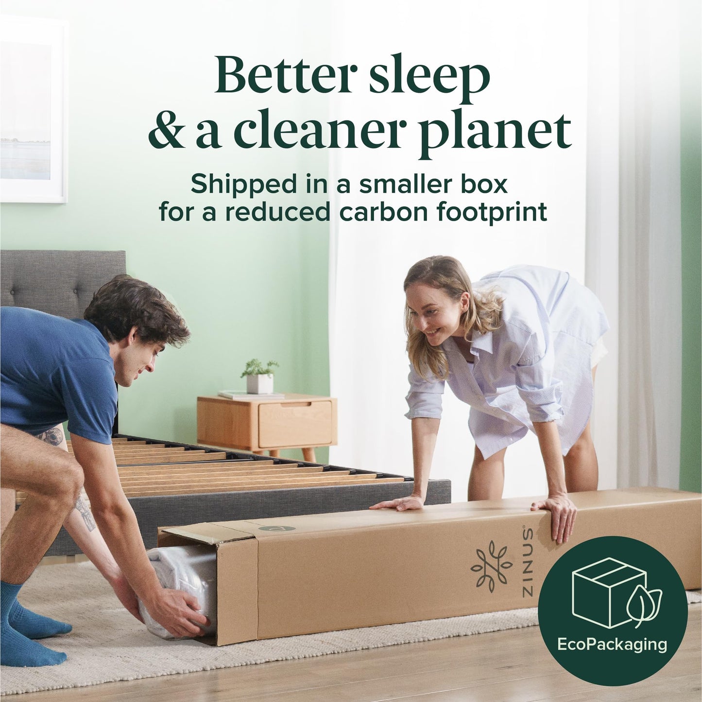 ZINUS 10 Inch Spring Sensation Hybrid Mattress [New Version], Queen, Fiberglass Free, Medium Firmness, Durable Support, Certified Safe Foams & Fabric, Mattress in A Box