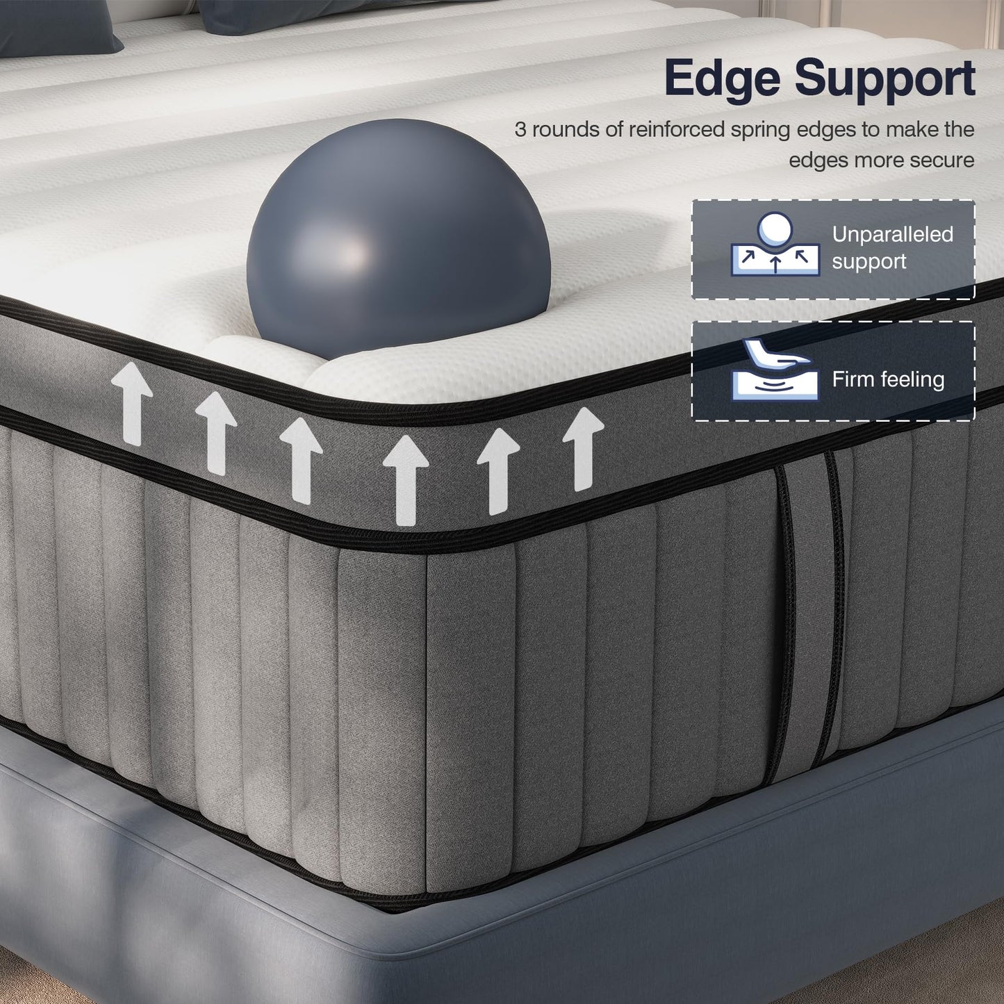 10 Inch Full Size Hybrid Mattress in a Box, Firm Bed with Gel Memory Foam & Pocket Springs, Breathable Cooling Fabric, Pressure & Back Pain Relief, Edge Support