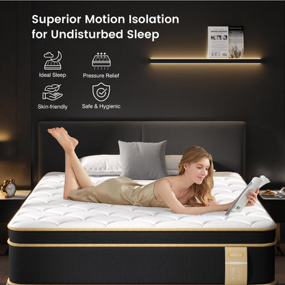 12 Inch Full Size Mattress, Soft & Comfortable Bed with Breathable Material, Four-Sided Reinforcement, Quiet & Easy to Clean, Vacuum Packed