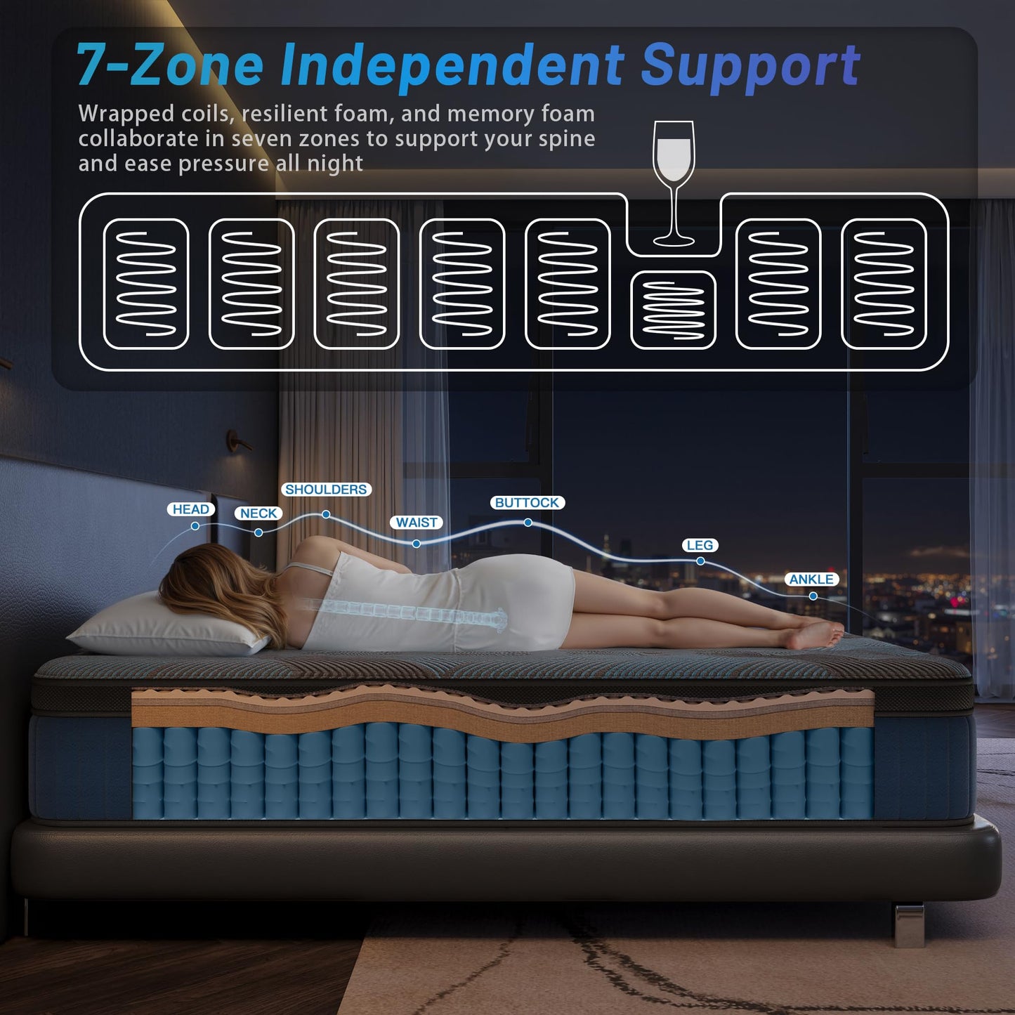 Twin Mattress, 12 Inch Hybrid Bed in a Box with Gel Memory Foam & Pocket Springs, Medium Firm Cooling Pressure Relief & Edge Support