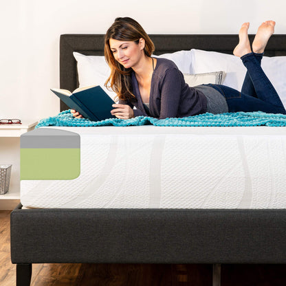 12 Inch Queen Memory Foam Mattress | Medium Firm Green Tea Charcoal Cooling Gel | Fiberglass Free, 2-Layer, Breathable