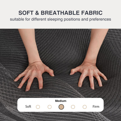 10 Inch Full Size Charcoal Gel Memory Foam Mattress in a Box, Medium Bed, Cooling, CertiPUR-US Certified, Fiberglass-Free, Made in USA, 75" × 54"
