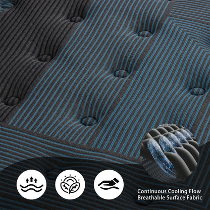Twin Mattress, 12 Inch Hybrid Bed in a Box with Gel Memory Foam & Pocket Springs, Medium Firm Cooling Pressure Relief & Edge Support