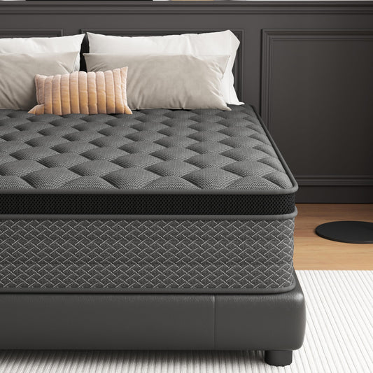 14 Inch Queen Size Hybrid Mattress in a Box, Memory Foam & Pocket Springs, Medium Plush Bed with Motion Isolation, CertiPUR-US Certified, Fiberglass-Free, 365-Night Trial