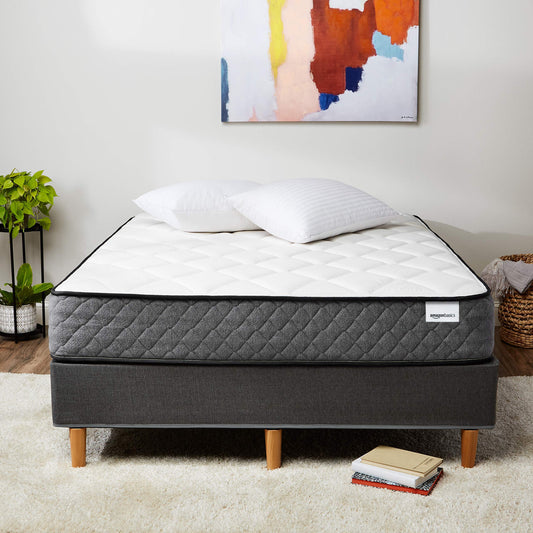 King Mattress, 12 Inch Hybrid Memory Foam Bed in a Box, Medium Feel with Motion Isolation Springs, White/Gray